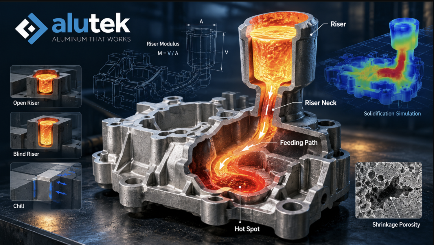 Riser Design and Shrinkage Prevention in Aluminum Casting